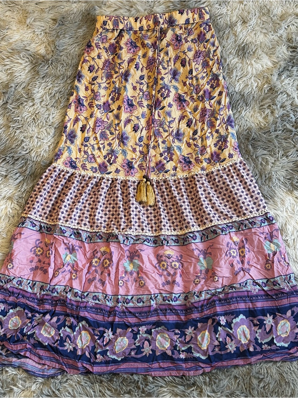 Boho Floral Tiered Maxi Skirt